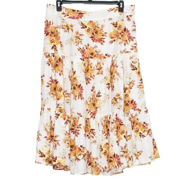 Lauren Conrad Skirt Maxi Boho Cottage Feminine Romantic Retro Tiered Floral XL - Picture 1 of 6